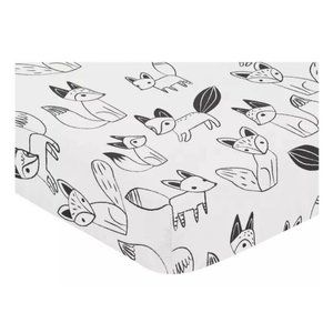 Sweet Jojo Designs Black and White Fox Fitted Crib